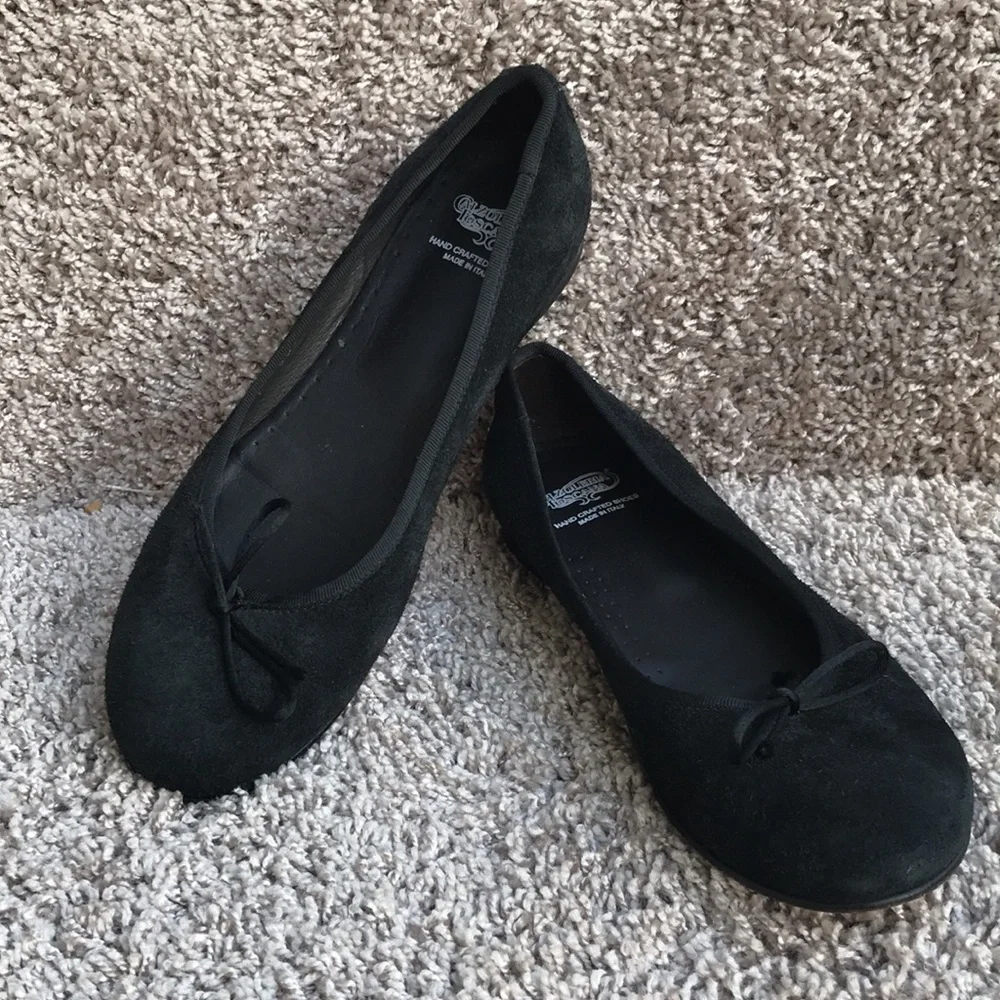 Calzoleria Toscana Black Suede Ballet Flats size 39 1/2 EU